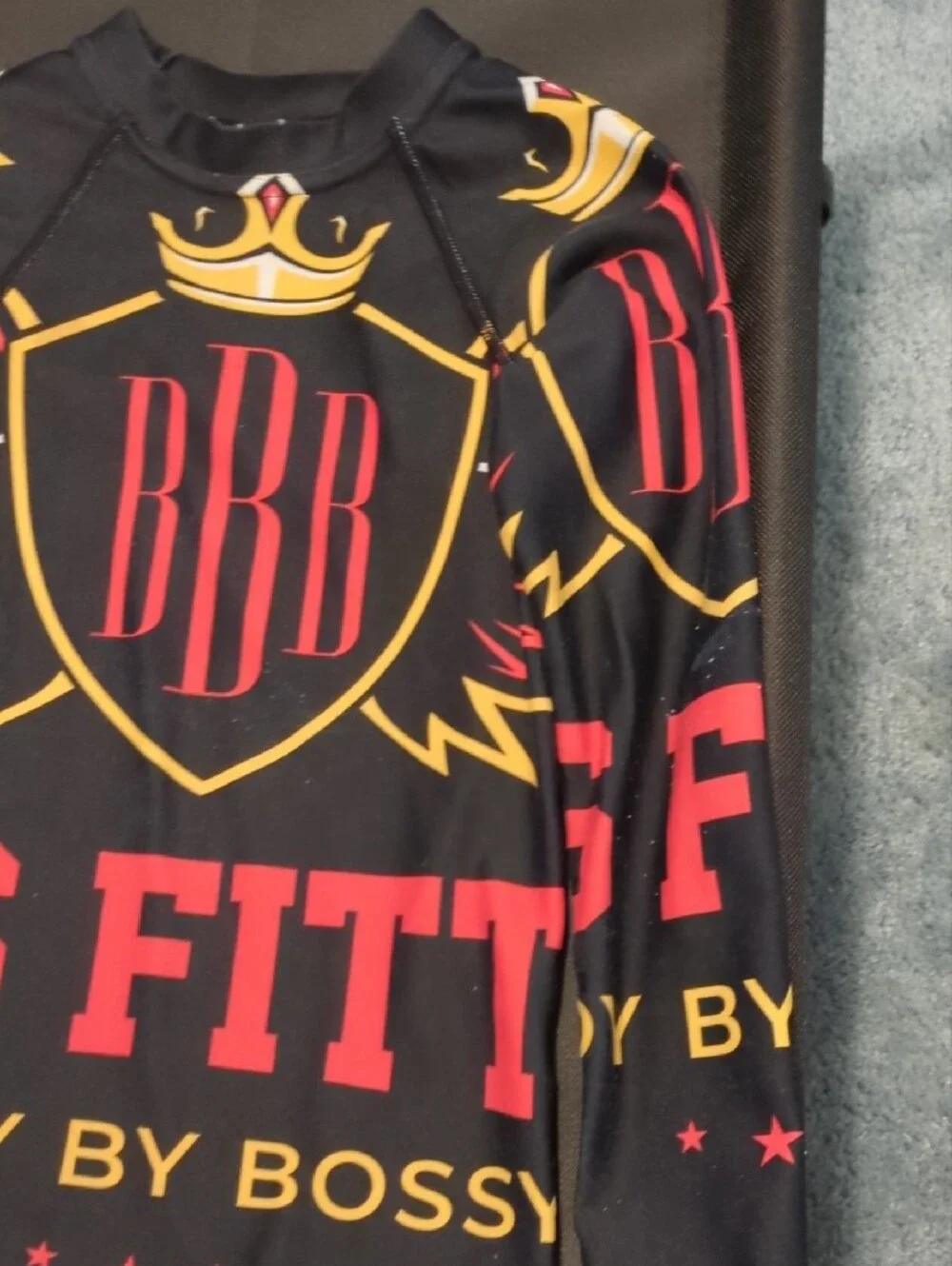 Kids' Black Athletic Rash Guard Top - Red & Gold Graphic 5T